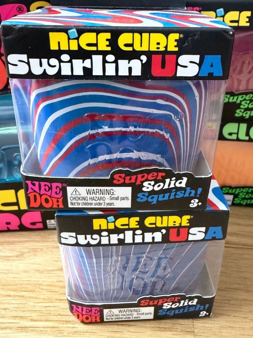 NeeDoh ♥️🤍💙 1 Nice Cube Swirlin' USA Squishy  - Blue, Red, White🇺🇸